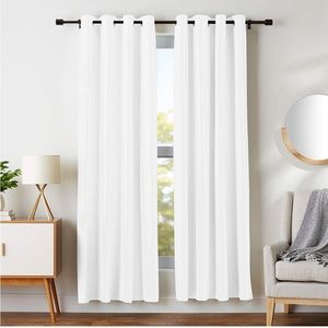Room darkening blackout window curtains with grommets 42”x84” (white, 2 panels)